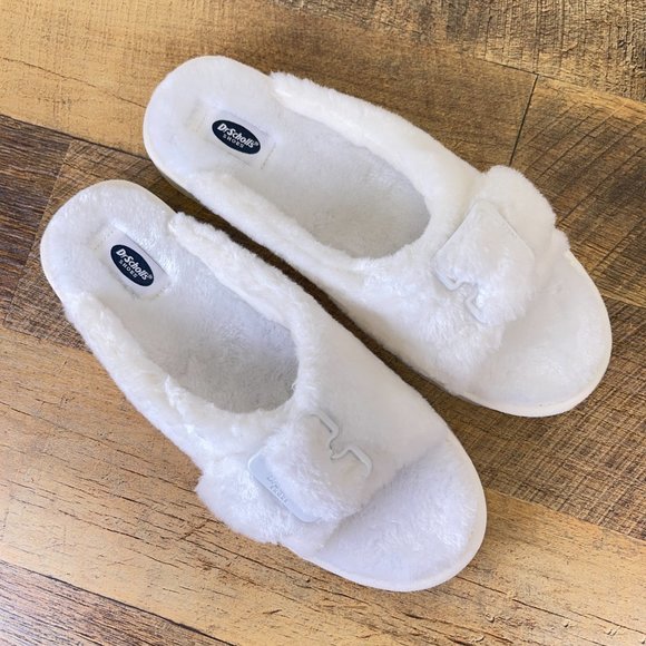 Dr. Scholl's Shoes Women's Staycay OG Slipper Tofu White Faux Fur Size 8 - Picture 3 of 12